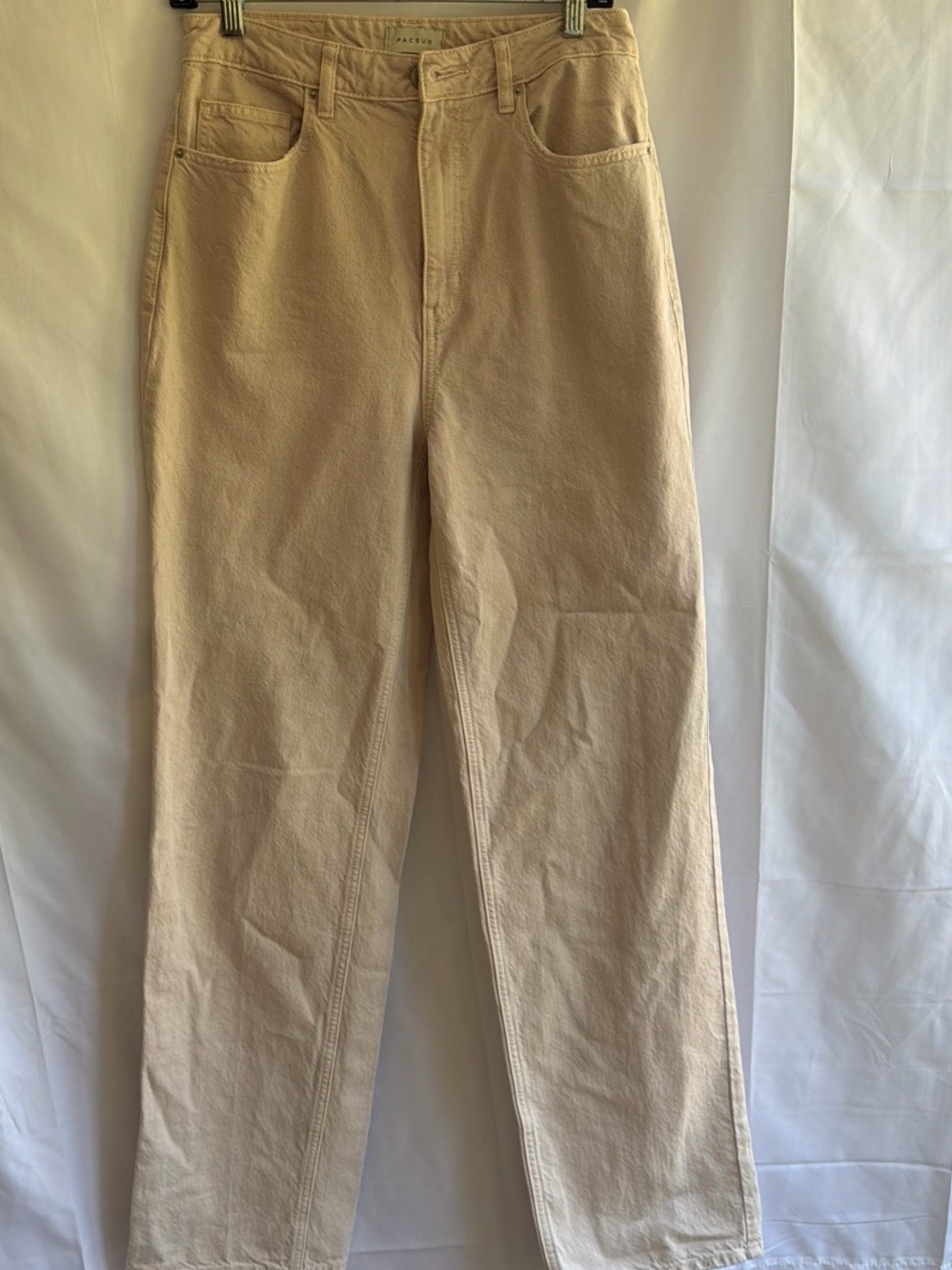 PacSun Women's Cream Wide-Leg Jeans